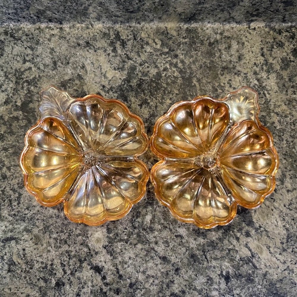 Jeannette Glass Doric Marigold Clover Dishes